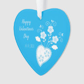 Blauw Portugees romantisch hart Ornament (voorkant)