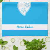 Blauw Portugees romantisch hart Theedoek (Gevouwen)