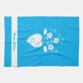 Blauw Portugees romantisch hart Theedoek (Horizontaal)