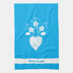 Blauw Portugees romantisch hart Theedoek