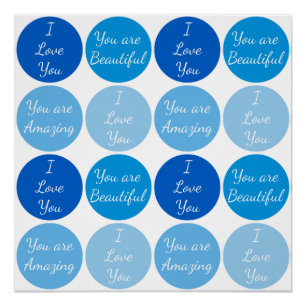 Blauw positief affirmatie woordpatroon perfect poster