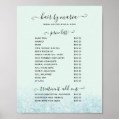 Blauw Poster met de prijslijst van de pannenkoek v (Voorkant)