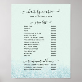 Blauw Poster met de prijslijst van de pannenkoek v