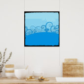 blauw Poster met fantasie (Keuken)
