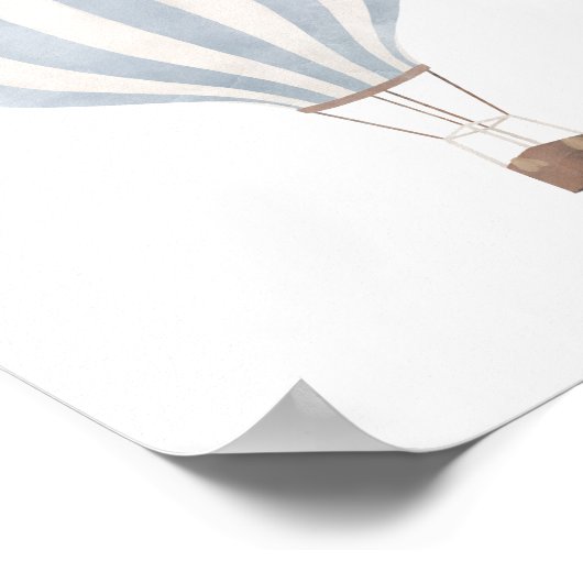 Blauw poster met hete luchtballon voor kinderkamer (Hoek)