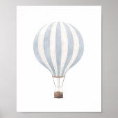 Blauw poster met hete luchtballon voor kinderkamer (Voorkant)