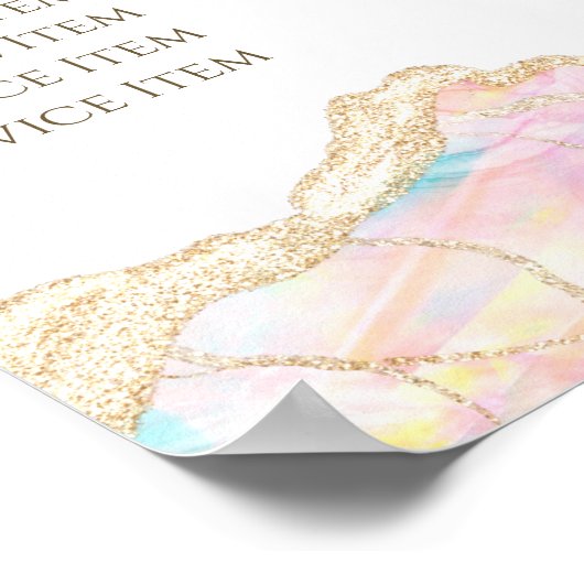 Blauw Poster met prijslijst voor optioneel ontwerp (Hoek)