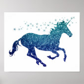 Blauw Poster met unicorn (Voorkant)