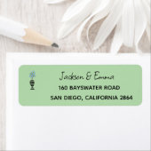 Blauw potbloem, groen Retour Adres Label (Insitu)