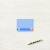 Blauw potlood post-it® notes (Op bureau)