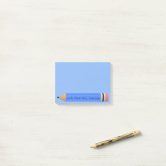 Blauw potlood post-it® notes (Op bureau)