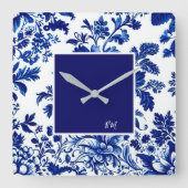 blauw  Prachtige Tuinbloemen Vierkante Klok (Voorkant)