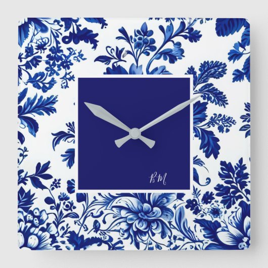 blauw  Prachtige Tuinbloemen Vierkante Klok (Voorkant)