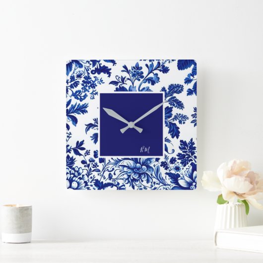 blauw  Prachtige Tuinbloemen Vierkante Klok (Huis)