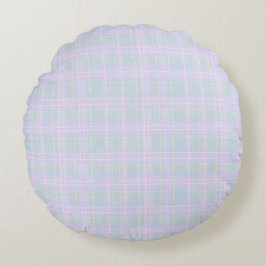Blauw Praire Plaid Rond Kussen