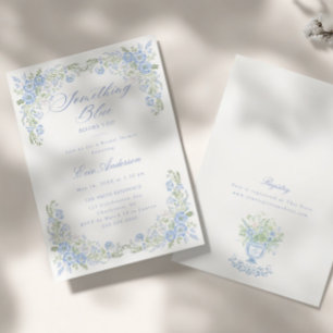 Blauw Preppy Bloemig Bruidsfeest Kaart