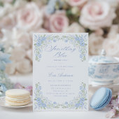 Blauw Preppy Bloemig Bruidsfeest Kaart