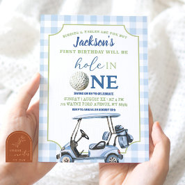 Blauw Preppy Gat In Een Jongen Eerste Golf Verjaar Kaart