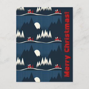 Blauw prettig kerstfeest briefkaart