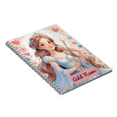 Blauw Princesse Notitieboek – Bewerkbare Naam (Rechterzijde)