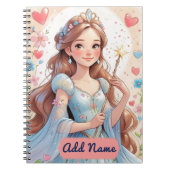 Blauw Princesses Notitieboek – Bewerkbare Naam (Voorkant)