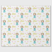  blauw prinsessenpatroon cadeaupapier (Vlak)