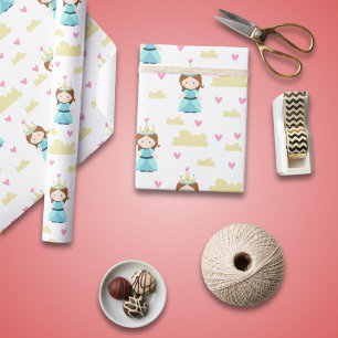  blauw prinsessenpatroon cadeaupapier