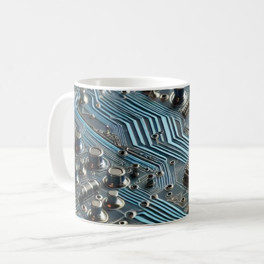 Blauw printplaat koffiemok (Voorkant links)
