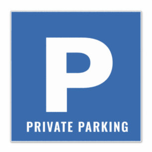 Blauw privé parkeerpictogram aangepaste vinylstick sticker