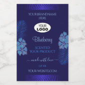 Blauw productlabels Blauwgroen exotische bloemen m Voedselcontainer Etiket (Enkel label)