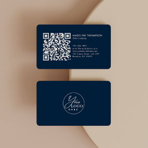 Blauw professioneel generiek bedrijfslogo QR-code Visitekaartje