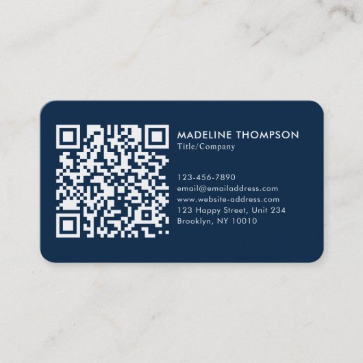 Blauw Professioneel Generisch Bedrijf Logo QR Code Visitekaartje (Voorkant)