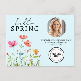 Blauw Professioneel Hello Lente Vastgoed Briefkaart
