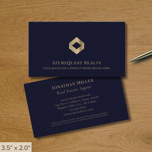 Blauw Professioneel Luxe Logo Visitekaartje