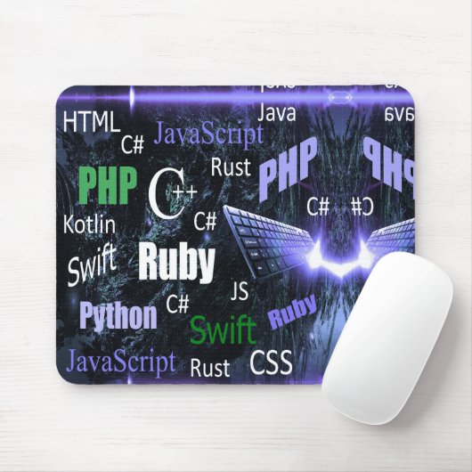 Blauw programmeertalen muismat (Met muis)