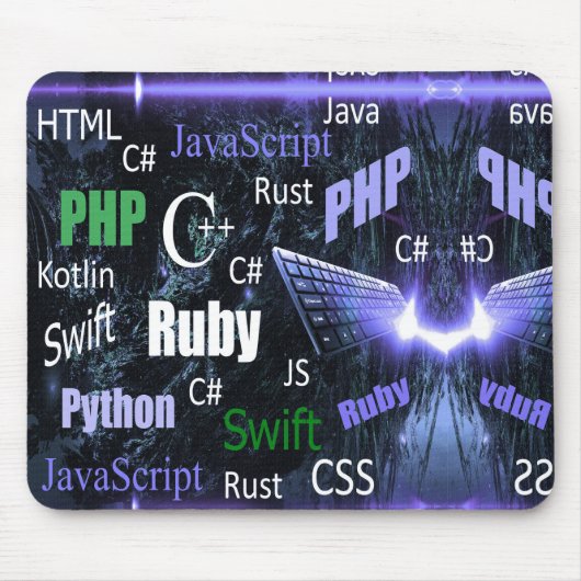 Blauw programmeertalen muismat (Voorkant)