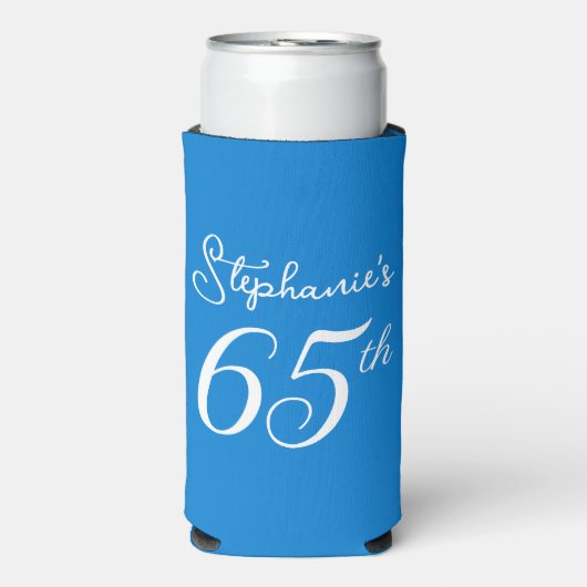 Blauw Proost 65 Jaar 65e Verjaardagsfeest Seltzer Blikjeskoeler (Seltzer Voorkant)