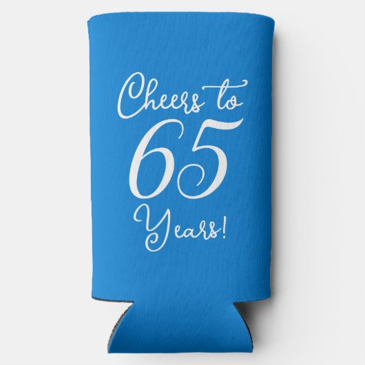 Blauw Proost 65 Jaar 65e Verjaardagsfeest Seltzer Blikjeskoeler (Achterkant)