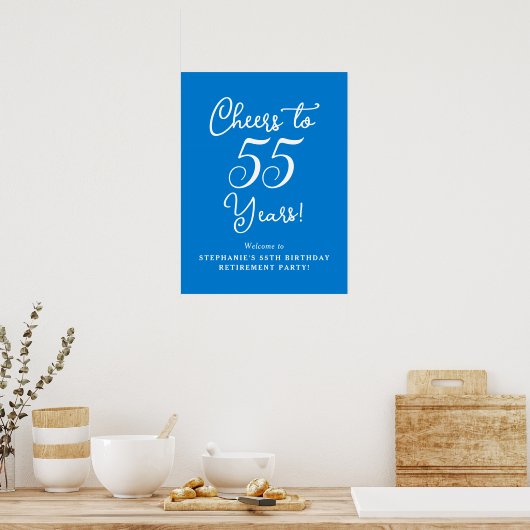 Blauw Proost aan 55 Jaar Pensioen Partij Welkom Poster (Keuken)