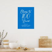 Blauw Proost op 100 Jaar Verjaardag Welkom Poster (Keuken)