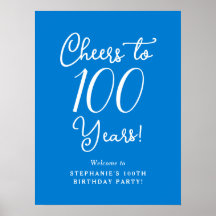 Blauw Proost op 100 Jaar Verjaardag Welkom