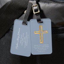 Blauw Psalm 91:11 Gezegende Reis Religieus Kruis 