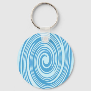 Blauw psychedelisch wervelpatroon sleutelhanger