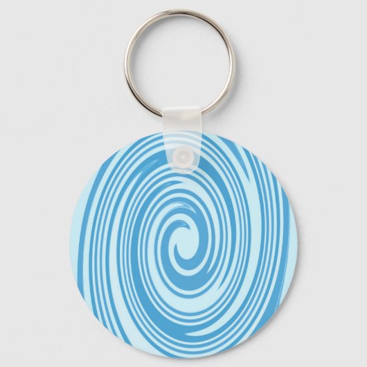 Blauw psychedelisch wervelpatroon sleutelhanger (Voorkant)