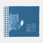 Blauw puffend stoomtrein grillig grafisch fleece deken (Voorkant (Horizontaal))