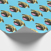 Blauw pug cadeaupapier (Hoek)