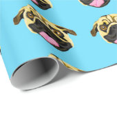 Blauw pug cadeaupapier (Rol Hoek)