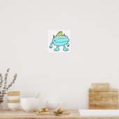 blauw punk mohawk monster veel ogen poster (Keuken)