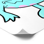 blauw punk mohawk monster veel ogen poster (Hoek)