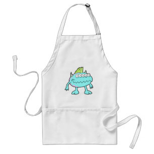 blauw punk mohawk monster veel ogen standaard schort